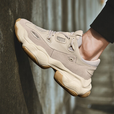 

2019 spring&summer fashion breathable sports shoes mens pigskin thick bottom old shoes ins super fire shoes mens tide shoes