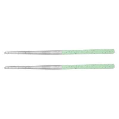 

1 Pair Stainless Steel Wheat Straw Handle Mould-proof Adult Chopsticks