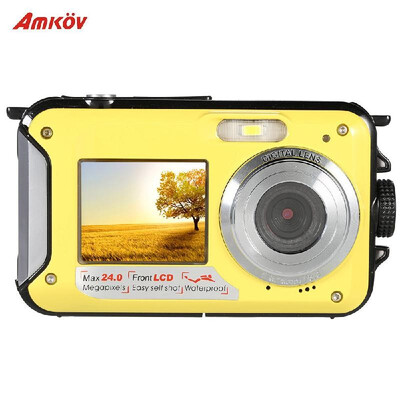 

Amkov Double Dual LCD Display 27" Main Screen HD 24MP 16X Digital Zoom 1080P 30FPS Anti-shake Selfie Self-portrait Digital Camera