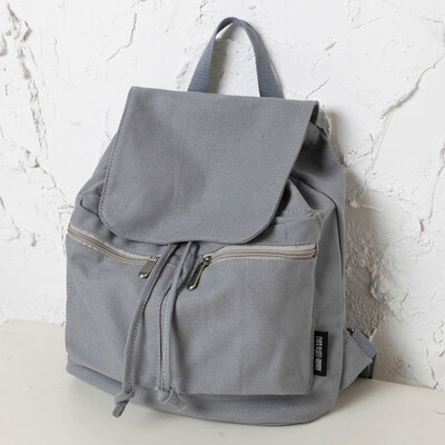 

Tailored Solid Color Backpack Literary Draw Student Bag Large Capacity Travel Backpack