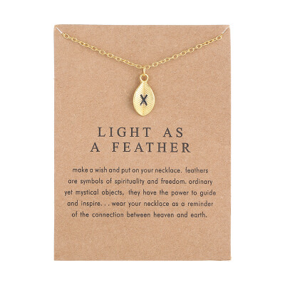 

New Arrived Leaves Light As A Feather Personality 26 English Letters Alphabet Necklace Alloy Pendant