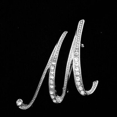 

Alphabet Style Rhinestone Crystal English Letters Bridal 1 pc Bouquet Brooch Pin