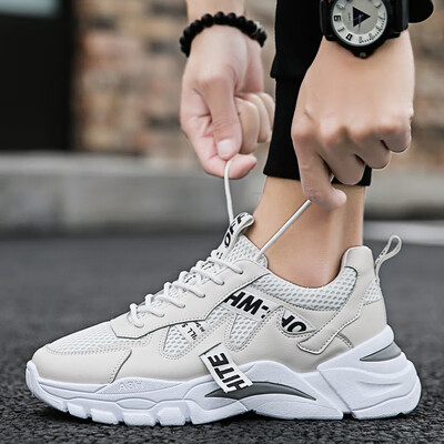 

2019 new summer mens shoes white sports casual running wild white shoes breathable mens mesh old tidal shoes
