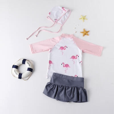 

Kid Protective Swimwear Rash Guard Swimsuit Girl 1-6Y Swimming Bathing Clothes