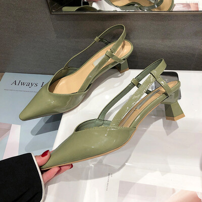 

Summer Korean version of pointed Baotou sandals fashion full of fairy style thick heel high heels high heels