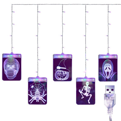 

USB Halloween Pattern Light 3D Acrylic Sign Lamp Low Voltage Wall Hanging Fairy Lighting Lamp Halloween Hunted House Decoration