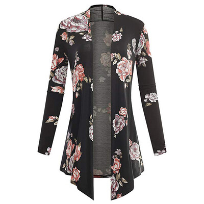 

Roseonmyhand Women Long Sleeve Irregular Print Casual Cardigan Coat Tops Blouse