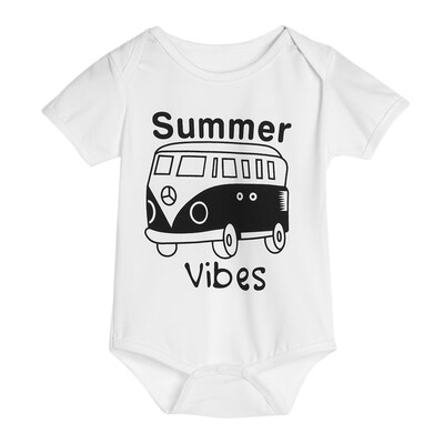 

Baby Infant Toddler Kids Bus Print Short Sleeve Rompers Jumpsuit Bodysuit