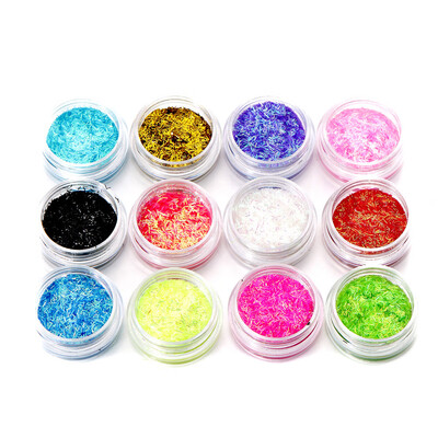 

Toponeto 12 Colors Nail Art Tips Stickers Acrylic 3D Glitter Sequins Manicure DIY