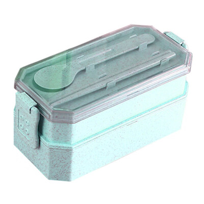 

2Tier Wheat Straw Student Bento Lunch Box Case Food Storage Organizer Container