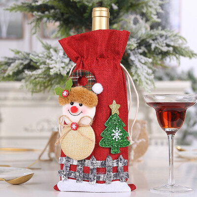 

Gobestart Merry Christmas Santa Wine Bottle Bag Cover Xmas Festival Party Table Decor Gift