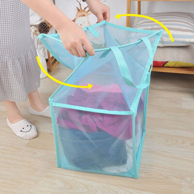 

Toponeto Laundry Hampers Basket Collapsible with Carry Handle Net cloth Hanger Storage