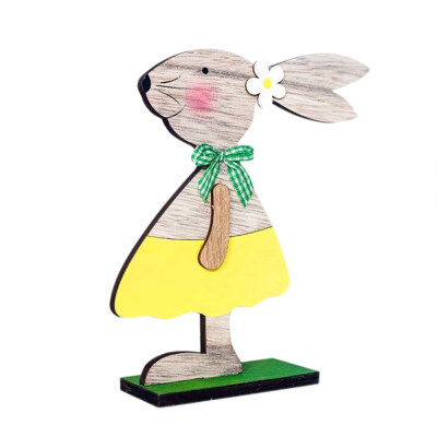 

Easter Rabbit Wooden Stand Cute Cartoon Bunny Desk Decor Home Office Ornament