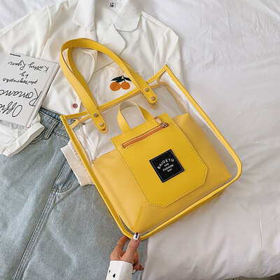 

Summer new large-capacity transparent bag handbags new 2019 Korean version of the wild shoulder portable fashion mother package