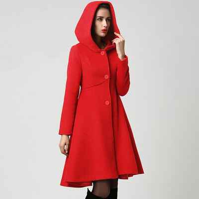 

Toponeto Women Fashion Hooded Cape Pullover Lady Elegant Waist Pocket Winter Warm Coat