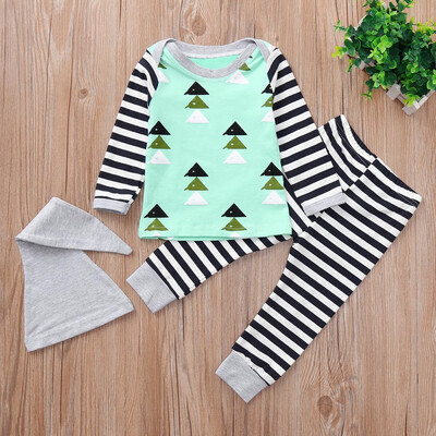 

Newborn Baby Boys Girls Striped Print TopsPantsHat Casual Outfits Set Clothes