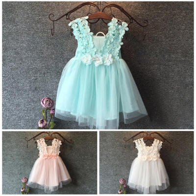 

New XMAS Baby Kids Girls Clothes Party Lace Tulle Flower Gown Fancy Dridesmaid Dress Sundress Skirts