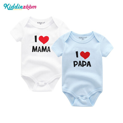 

Kiddiezoom 2PCSLot I Love PaPa MaMa Baby Boys Clothes 100Cotton Babywear Bodysuits Baby Girls Clothes Newborn Short Sleeve
