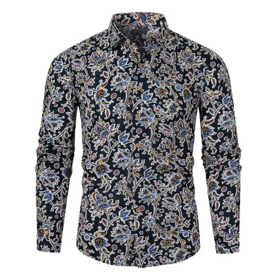 

Tailored Mens Autumn Winter Casual Slim Printed Long Sleeve Shirts Top Beach Blouse