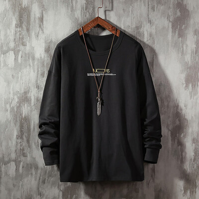 

Toponeto Mens Autumn New Trend Fashion Letter Print Loose Comfortable Long Sleeve Tops