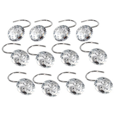 

12X Bath Shower Rhinestone Rolling Curtain Crystal Hooks Bathroom USA StockShower Rhinestone Rolling Curtain Crystal Hooks
