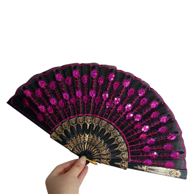 

Siaonvr Spanish Lace Silk Folding Hand Held Dance Fan Flower Pattern for Party Wedding