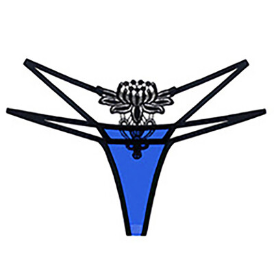 

Toponeto Embroidered Sexy Womens Underwear Hot Transparent Low-Waisted Hollow Thong