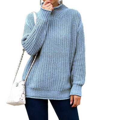 

Womens Mock Neck Cable Knit Pullover Sweater Fall Jumper Tops