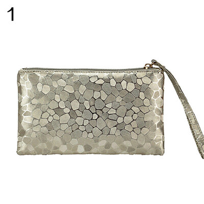 

Women\s Glitter Faux Leather Wristlet Clutch Purse Travel Toiletry Makeup Bag