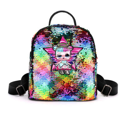 

Glitter Women Sequins Backpack Girls Cartoon Star Travel Shoulder Schoolbag