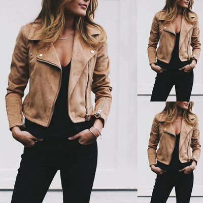 

NEW Womens Ladies Casual Coats Zip Up Jackets Biker Flight Outwear Tops Clothes
