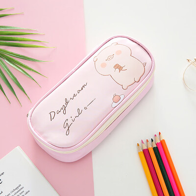 

Toponeto Cute Cartoon Student Leather Pencil Pen Case Box Makeup Pouch Brush Holder Bag