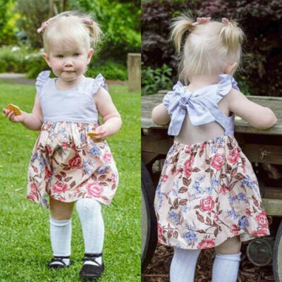 

Toddler Kids Baby Girls Lace Floral Party Pageant Dress Casual Clothes