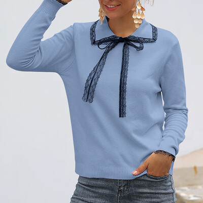 

Tailored Women Casual Solid Knitted Hollow out Long Sleeve Sweater Top Blouse