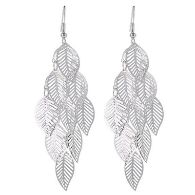 

Simple Multi-layer Hollow Leaves Geometric Spiral Earrings Jewelry Vintage Long Multi-layers Drop Women Jewelry Leaves Earring