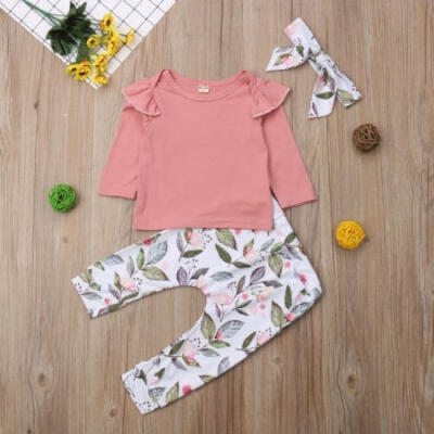 

2Pcs Newborn Kids Baby Girl Print Cotton Tops T-shirt Pants Outfits Clothes 3Months-3Years