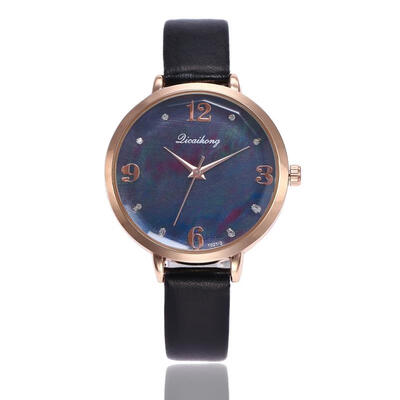 

Leather Band Analog Womens watches Round Simple clock quartz 2018 Temperament Fashionable Business wristwatches for ladies D