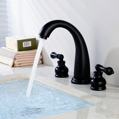 

Bath Type Bathroom Basin Faucet 3 Holes 2 Handles Deck Mount Waterfall Mixer Tap
