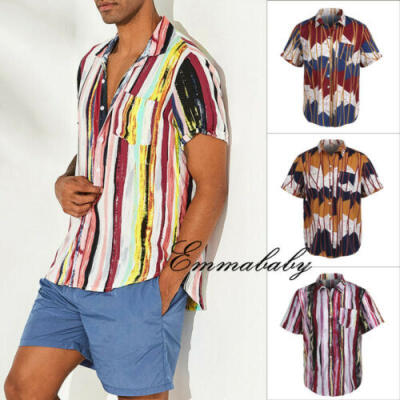 

Fashion Mens Summer Casual Dress Shirt Mens Plaid Short Sleeve Shirts Tops Tee