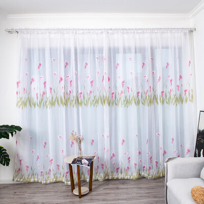 

Toponeto Leaves Curtain Tulle Window Treatment Voile Drape Valance 1 Panel Fabric