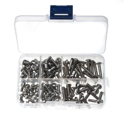

150PCS Stainless Steel Screws -4 Round-head Inner Hexagonal Screws Bolts Assortment Kit with Storage Box