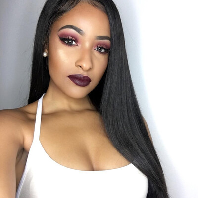 

150 Density Glueless Full Lace Human Hair Straight Wig Pre plucked with baby Hair