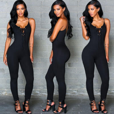 

New Women Casual Sleeveless Bodycon Romper Jumpsuit Club Bodysuit Long Pants