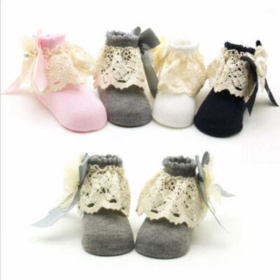 

Newborn Baby Girls Lace Ruffle Tutu Socks Frilly Ankle Princess Anti Slip Socks