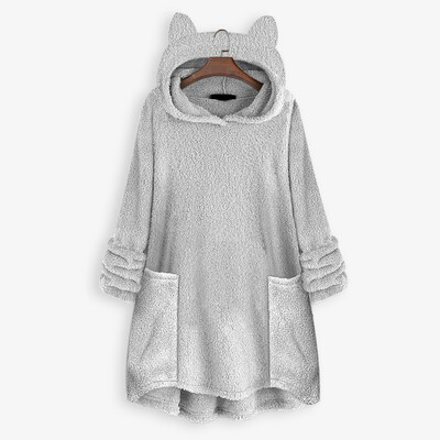 

Tailored Women Fleece Cat Ear Plus Size Long Sleeve Hoodie Pocket Top Sweater Blouse