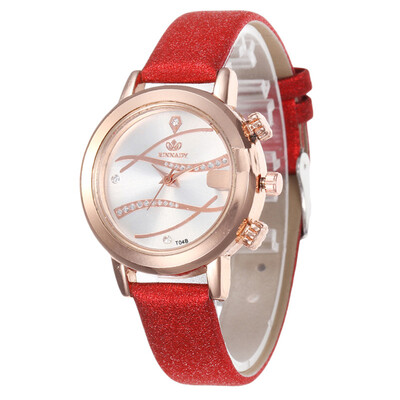 

Simple diamond-studded leather strap ladies watch spot direct student watch