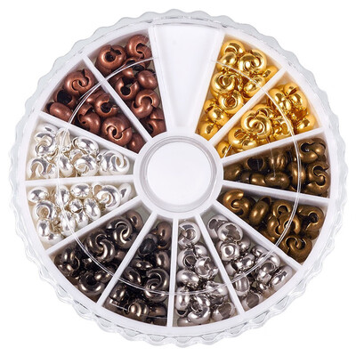 

PH PANDAHALL 1 Small Box 6 Mixed Colors Crimp Beads Covers