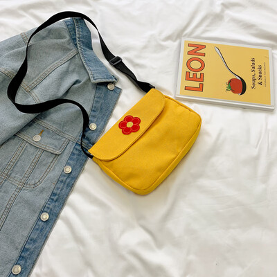 

2019 new Sen cute flower canvas bag female fashion simple wild Messenger bag casual temperament shoulder bag