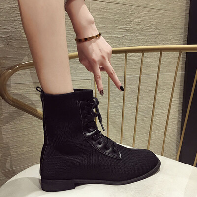 

Martins boots female English wind autumn machine boots elastic fly knit socks shoes fashion handsome short boots tide