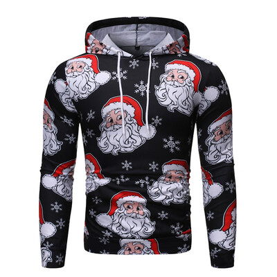 

Toponeto Mens Fashion New Style Christmas 3-D Printed Long-Sleeved Cap And Blouse